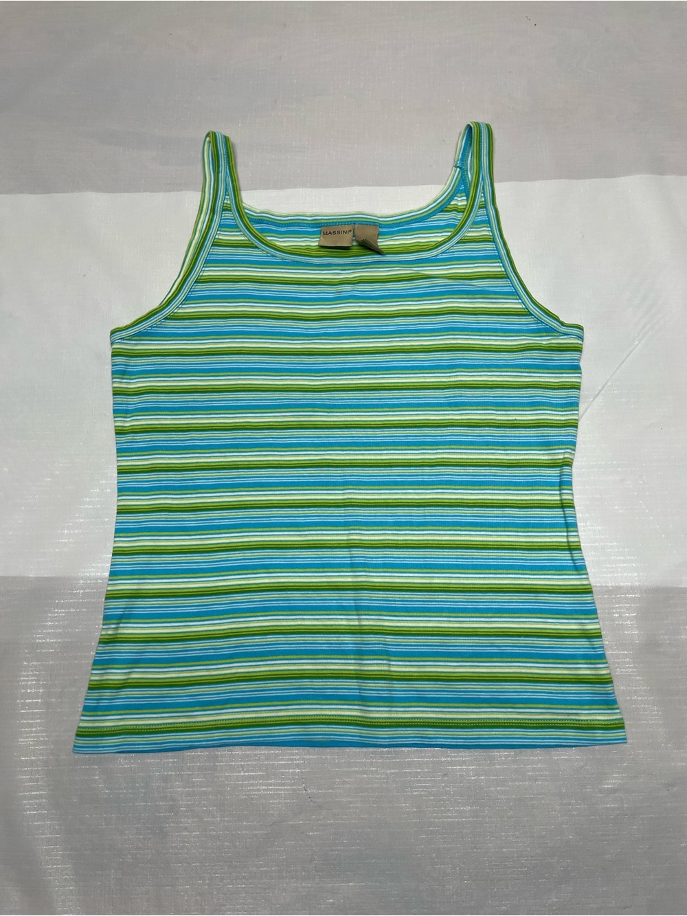 Massini Green and Blue Striped Tank Top Sz:XL